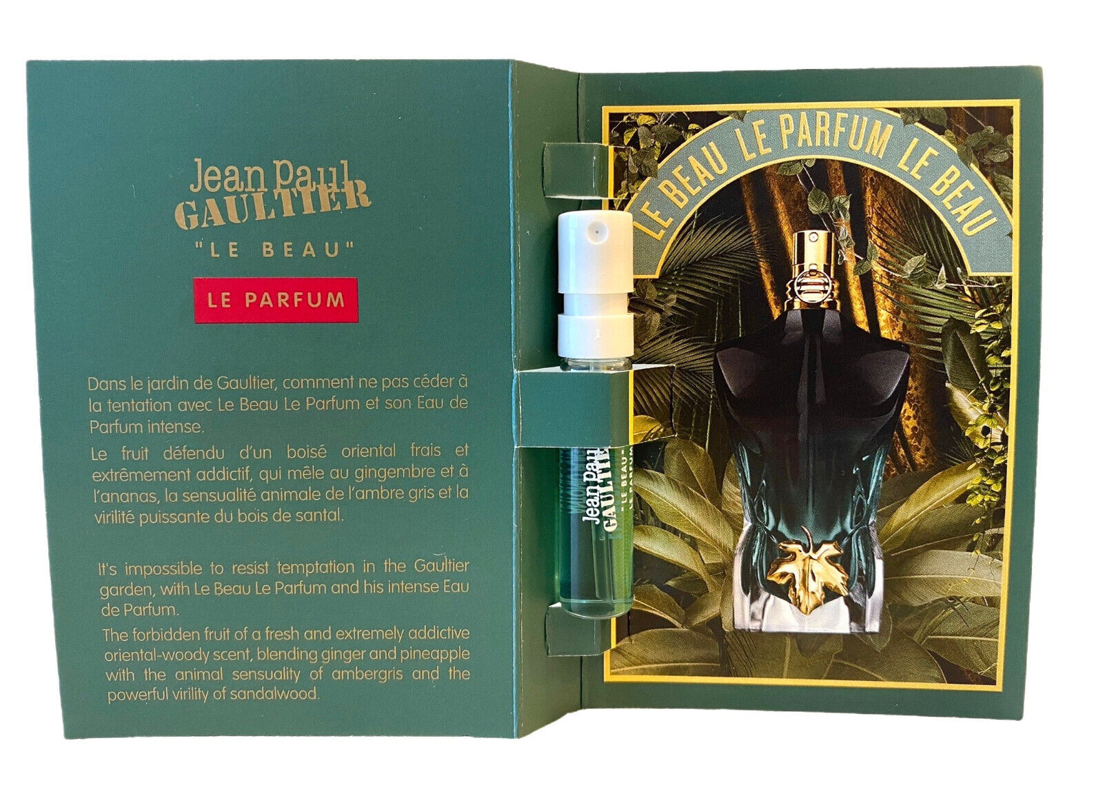 Jean Paul Gaultier Le Beau Le Parfum Intense hivatalos parfümminta, Jean Paul Gaultier Le Beau Le Parfum Intense illat teszter