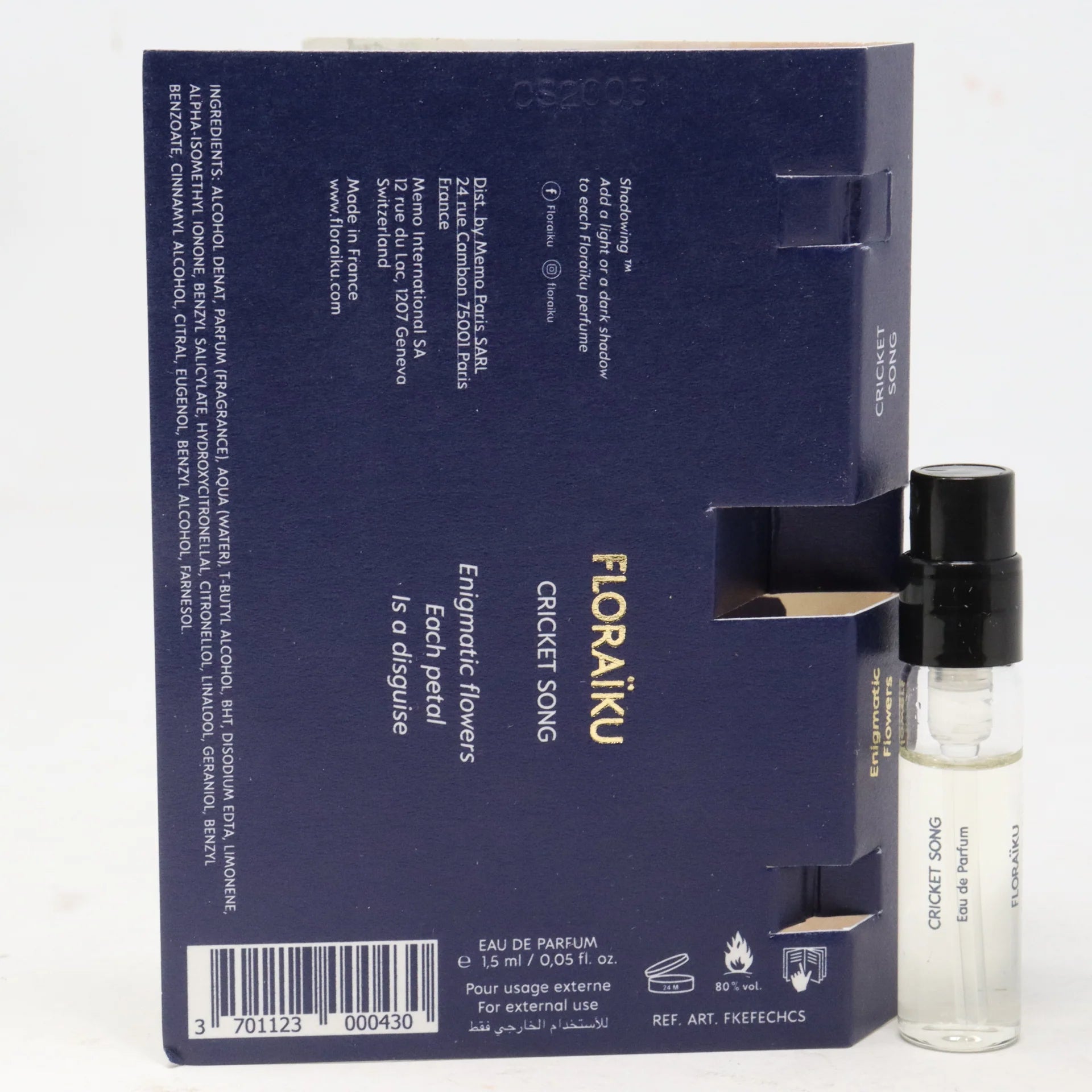 Floraiku Cricket Song illat hivatalos parfümmintája 1,5 ml 0,05 fl. oz.