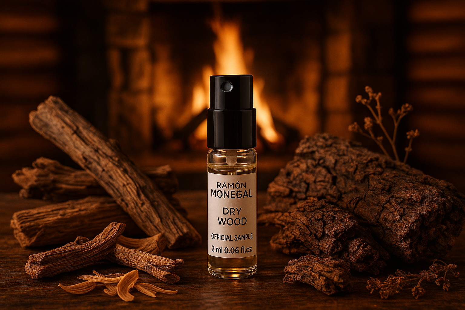 Ramon Monegal Dry Wood hivatalos parfüm minta 2 ml 0,06 fl. oz. parfüm teszter