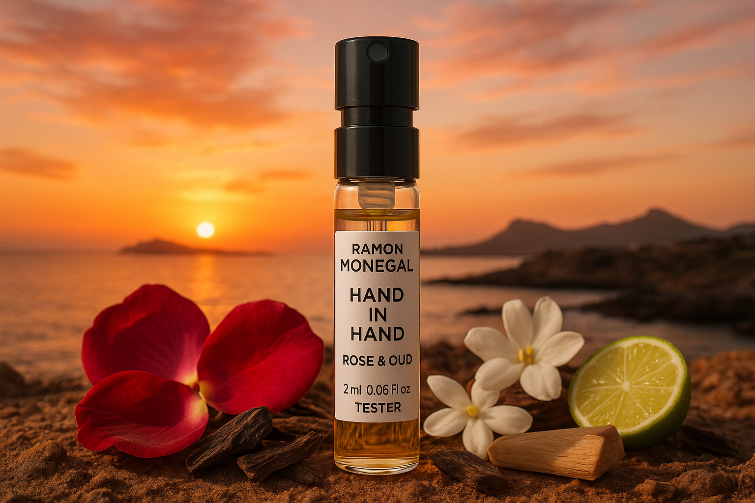 Ramon Monegal Hand in Hand Rose & Oud hivatalos parfüm minta 2ml 0,06 fl.o.z. parfüm teszter
